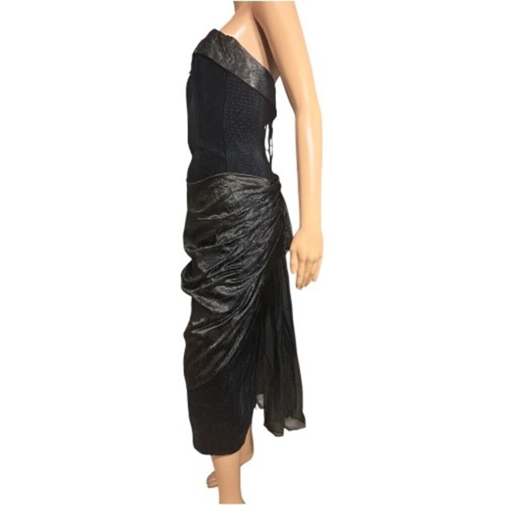 Strapless Black Ruched Cocktail Dress - Picture 3 of 16